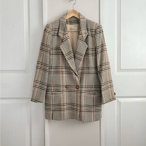Vintage Wool Plaid Boyfriend Blazer | Made in Canada | Size 10